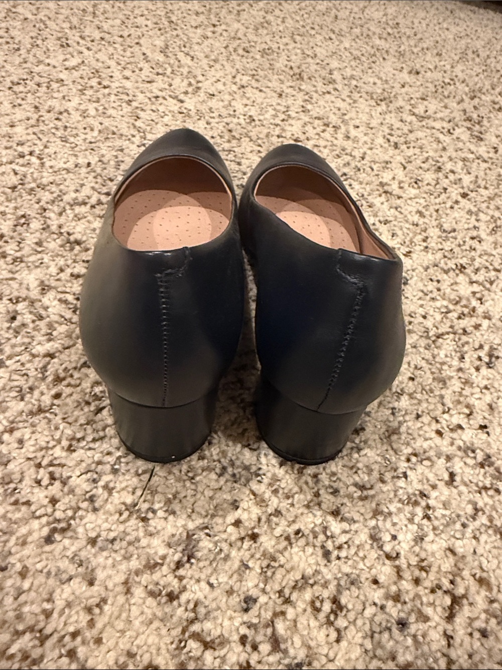 Marc Joseph Navy Leather Block Heel Pumps - Picture 3 of 3